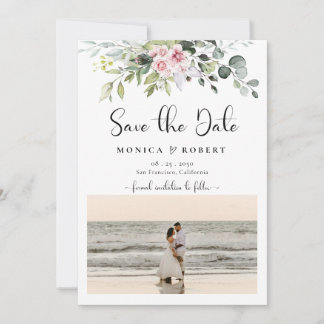 Groen Roze Rose Save The Date Cards Kaart