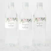 Groen Roze Rose Wedding Water Fles Labels Waterfles Etiket (Flessen)