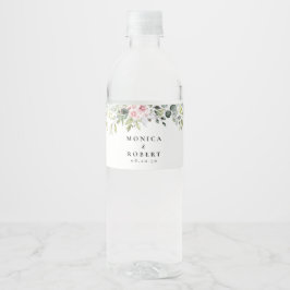 Groen Roze Rose Wedding Water Fles Labels Waterfles Etiket