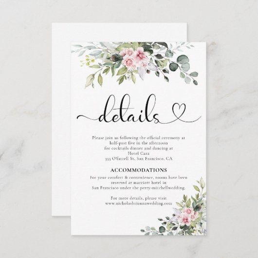 Groen Roze Roze Bruiloft Behuizing Kaart (Voorkant / Achterkant)