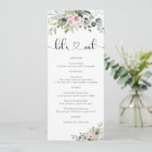 Groen Roze Roze Bruiloft Menu (Staand voorkant)