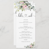 Groen Roze Roze Bruiloft Menu (Voorkant / Achterkant)