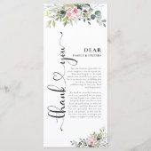 Groen Roze Roze Bruiloft Menu (Achterkant)