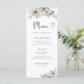 Groen Roze Roze Bruiloft Menu (Staand voorkant)