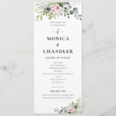 Groen Roze Roze Bruiloft Programma Programmakaart (Voorkant)