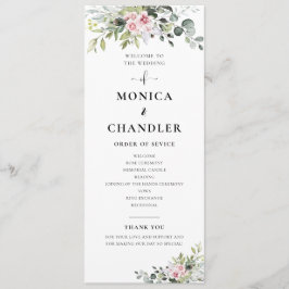 Groen Roze Roze Bruiloft Programma Programmakaart