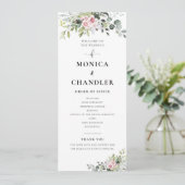 Groen Roze Roze Bruiloft Programma Programmakaart (Staand voorkant)