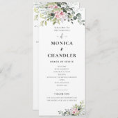 Groen Roze Roze Bruiloft Programma Programmakaart (Voorkant / Achterkant)