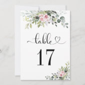 Groen Roze Roze Bruiloft Tafelnummers (Voorkant)