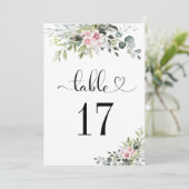 Groen Roze Roze Bruiloft Tafelnummers (Staand voorkant)