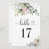 Groen Roze Roze Bruiloft Tafelnummers (Voorkant / Achterkant)