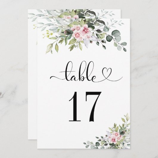 Groen Roze Roze Bruiloft Tafelnummers (Voorkant / Achterkant)
