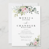 Groen Roze Roze Bruiloft uitnodiging (Voorkant)