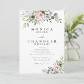 Groen Roze Roze Bruiloft uitnodiging (Staand voorkant)