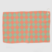 Groen Roze Rut Diamant Patroon Golfhanddoek (Horizontaal)