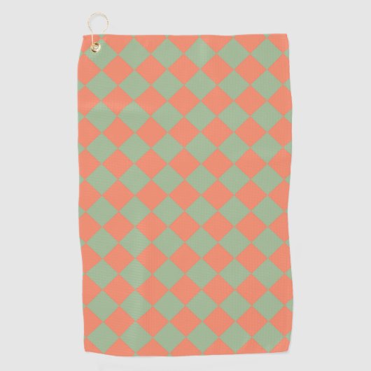 Groen Roze Rut Diamant Patroon Golfhanddoek (Voorkant)