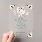 Groen Roze Schattige Bloemen Olifant Lijst Baby sh Acryl Uitnodigingen (Insitu (Draagbaar))