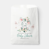 Groen Roze Schattige Bloemen Olifant Lijst Baby sh Bedankzakje (Voorkant)