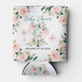 Groen Roze Schattige Bloemen Olifant Lijst Baby sh Blikjeskoeler (Voorkant)