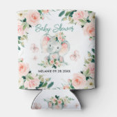 Groen Roze Schattige Bloemen Olifant Lijst Baby sh Blikjeskoeler (Achterkant)