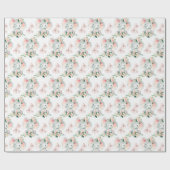 Groen Roze Schattige Bloemen Olifant Lijst Baby sh Cadeaupapier (Vlak)