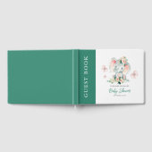 Groen Roze Schattige Bloemen Olifant Lijst Baby sh Gastenboek (Volledig)