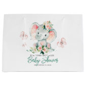 Groen Roze Schattige Bloemen Olifant Lijst Baby sh Groot Cadeauzakje (Voorkant)