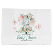 Groen Roze Schattige Bloemen Olifant Lijst Baby sh Groot Cadeauzakje (Achterkant)