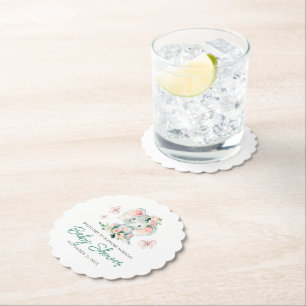 Groen Roze Schattige Bloemen Olifant Lijst Baby sh Kartonnen Onderzetters