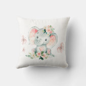 Groen Roze Schattige Bloemen Olifant Lijst Baby sh Kussen (Achterkant)