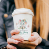 Groen Roze Schattige Bloemen Olifant Lijst Baby sh Papieren Bekers