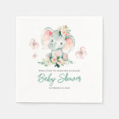 Groen Roze Schattige Bloemen Olifant Lijst Baby sh Servet (Voorkant)