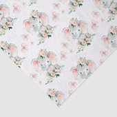 Groen Roze Schattige Bloemen Olifant Lijst Baby sh Tissuepapier (Detail)