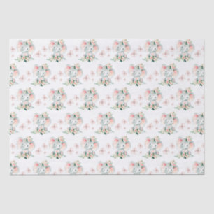 Groen Roze Schattige Bloemen Olifant Lijst Baby sh Tissuepapier