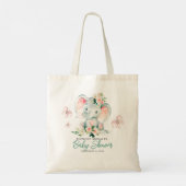 Groen Roze Schattige Bloemen Olifant Lijst Baby sh Tote Bag (Achterkant)