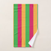 Groen Roze Sinaasappel Verticaal Streeppatroon Bad Handdoek (Handdoek)