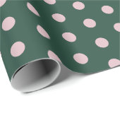Groen & Roze Stippen Cadeaupapier (Rol Hoek)