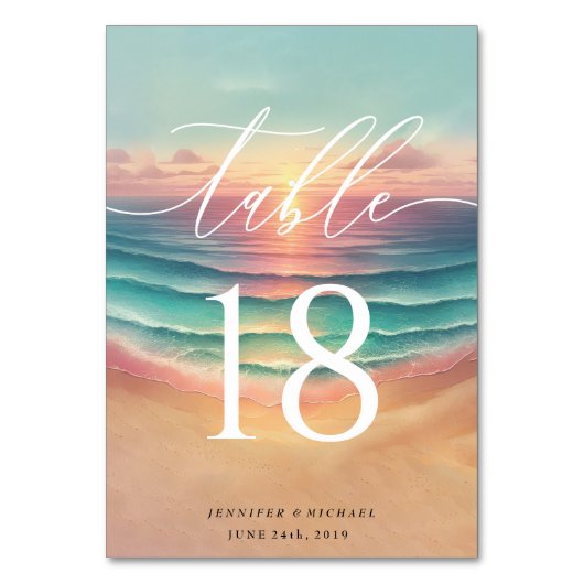 Groen Roze Strand Zomer Zand Zand Waterverf Kaart (Voorkant)