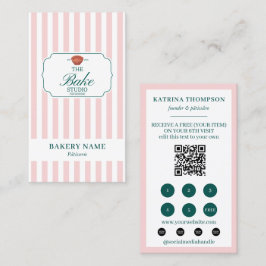 Groen Roze Strepen Bakkerij Logo Klantenkaart Stem Visitekaartje