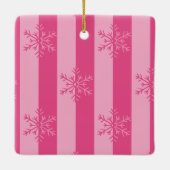 Groen & Roze Strepen Sneeuwvlok Kerstmis Ornament (Achterkant)