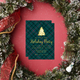 Groen & Roze Tartan | Bedrijfs Kerstfeest Folie Uitnodiging