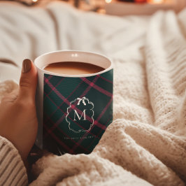 Groen & Roze Tartan | Custom Monogram 2 Foto Koffiemok