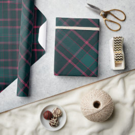 Groen & Roze Tartan | Moderne Kerst-Plaid Cadeaupapier