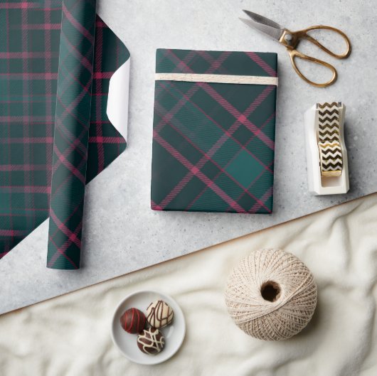 Groen & Roze Tartan | Moderne Kerst-Plaid Cadeaupapier (Crafts)