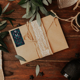 Groen & Roze Tartan | Op maat gemaakte Kerstmonogr Etiket