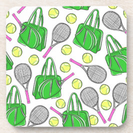 Groen roze Tennis Racquet Bag Balls Preppy Bier Onderzetter