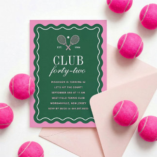 Groen + Roze Tennisclub Volwassenen Verjaardagsfee Kaart