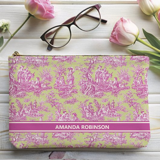  groen roze toile de jouy bedrukt etui