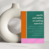 Groen Roze Trendy Geometrische Bruiloft Website Kaart