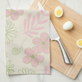 Groen Roze Tropische Bloemen Botanische Lente Zome Theedoek (Quarter Fold)